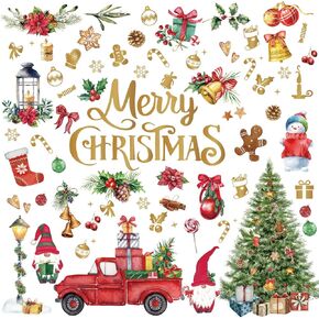 Cholemy 4 Sheets Christmas Wall Decal Stickers Christmas Decorations Stickers Removable Christmas Decorations Indoor Home Decor for Room Nursery School Restaurant Cafe Door Window Party (Tree)