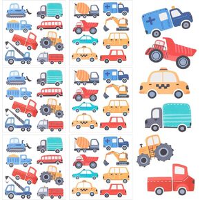 48pcs Construction Vehicles Wall Decals, Transportation Wall Stickers Engineering Vehicles Excavator Crane Trucks Peel and Stick Wall Decors for Boys Kids Babies Bedroom Playroom Decoration
