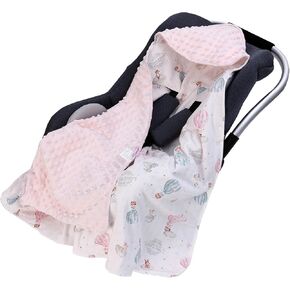 Car Seat Blanket for Babies, Minky Dot Baby Car Seat Blanket, Warm Carseat Swaddle Blankets for Infants Newborn, Universal Fit for Baby Car Seat, Balloon, 35.4"x35.4"