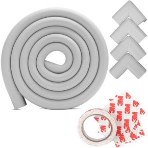 MStore's Extra Thick Premium High Density Furniture Table/Wall Edge Protectors Foam Baby Safety Bumper Guard - Includes 4 CORNER Cushions PLUS 2 METERS (6.5 Ft) of Edge Guard - Excellent item for