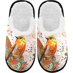 visesunny Abstract Bird Butterfly Texture Cozy Fuzzy Mens Womens Memory Foam House Slippers Plush Fleece Indoor Outdoor Slipper