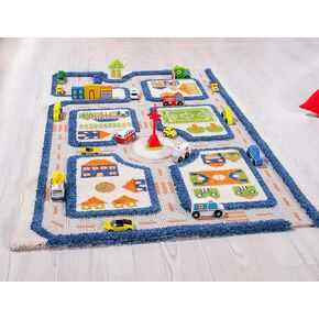 IVI 3D Play Carpets, 59 x 39 Inch, Traffic Educational Toddler Mat Rug for Bedroom, Kids Den, or Playroom, Medium