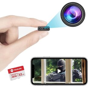 【Free 32G】Smallest Wireless WiFi Camera,HD1080P Security Camera,Portable Video Camera,Baby Monitor with Night Vision,Motion Detection,Cloud Storage,Remote Viewing for Security with iOS Android APP