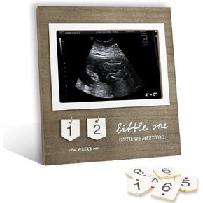 Baby Countdown Ultrasound Photo Frame, Pregnancy Gift for Expecting Parents, Baby Announcement Gifts Grandparents, Sonogram Picture Frame with Countdown Calendar and Mats, New Mom Gifts