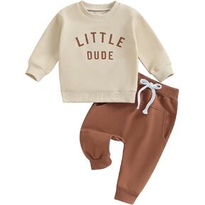 Toddler Baby Boy Fall Clothes Long Sleeve Letter Print Crewneck Sweatshirt + Jogger Pant Infant Boys Winter Outfits