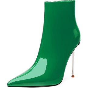 Stiletto High Heel Ankle Booties For Women Side Zipper Pointed Toe Patent Boots Elegante Fashion Comfy Dressy Fall Winter Shoes