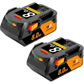 POWTREE Upgraded 8000mAh 18V R840087 Lithium Battery Replacement for Ridgid 18V Battery R840085 R840083 R840084 130254003 AC840086 AC840089 Octane Drill-Compatible with Ridgid 18 Volt Charger-2 Pack