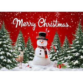 LYCGS 7X5ft Red Christmas Backdrop Merry Christmas Party Backdrop Christmas Tree Snowman Photography Background New Year Xmas Eve Party Decoration Banner X-331