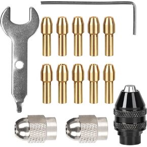 Drill Chuck Collet Set 4486 for Dremel 0.8-3.2mm Shank Rotary Tool Dremel 3000 4000 7700 8200 Keyless Quick Change Chuck Accessory with 4485 Brass Collet Metal Nut (15 PCS) in Saudi Arabia