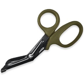 Ever Ready First Aid Shears Autoclavable Titanium Bonded Bandage Shears 7 1/4" Bent - Drab Olive Green