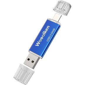 USB C Flash Drive 16GB, Wooolken USB 3.0 Dual Drive Type-C Flash Drive Thumb Drive OTG USB Flash Drive for iPhone 15/Android Smartphone/Tablets/Computers/Laptop (Blue)