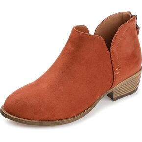 Journee Womens Livvy Back Heel Zip Stacked Heel Booties