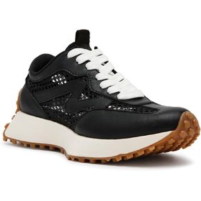 Steve Madden Women's Campo Sneaker, Black Mesh, 10