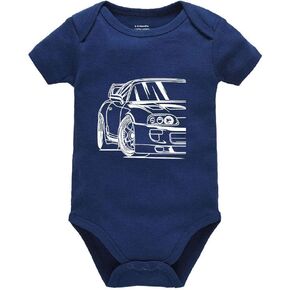 Pengshiliu Beautiful car Newborn Baby Romper Bodysuit Short Sleeve Onesie Navy