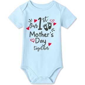 BesserBay Baby Happy Mothers Day Onesie Short Sleeves Our First Mother's Day Together Bodysuit 0-12 Months