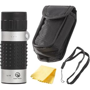 Fetch Falcon 7X18 HD FMC Mini Pocket Prime Monocular (High Powered Ultra Light Compact Monocular) Ideal Handheld Telescope for Adults and Kids (7X18 Silver)