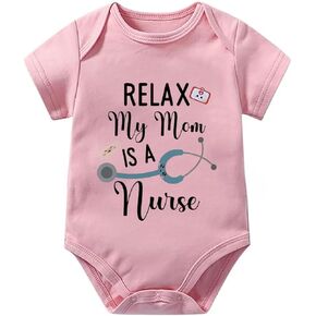 Relax My Mom Is A Nurse Infant Rompers Short Sleeve Boys Newborn Clothes White Baby Boy Bodysuit