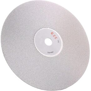 Drilax 6 inch Grit 320 Professional Quality High Density Diamond Coated Flat Lap Lapping Lapidary Wheel Disc Glass Jewelry Polishing Tool Grinding Sharpening Metal Back 1/2 Arbor (Grit320)