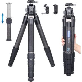 حامل ثلاثي احترافي من ألياف الكربون CS901C مع كرة 52 مم، رأس حامل ثلاثي القوائم قابل للفصل، حامل كاميرا سفر خفيف الوزن مدمج لكاميرات الفيديو الرقمية DSLR، أقصى تحميل 88.2 رطل/40 كجم