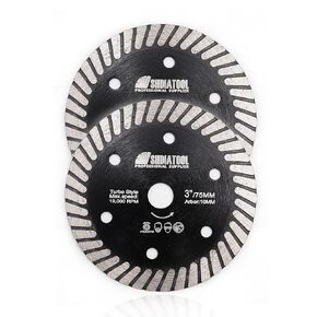 SHDIATOOL Tile Diamond Saw Blade,2Pcs 3In/75mm x Arbor 3/8In/10mm for Ceramic,Hard Porcelain,Glazed Tiles Dry Cutting disc