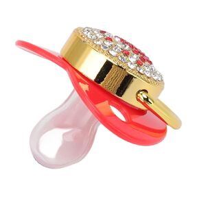 Baby Pacifier Symmetrical One Piece Design Nipple Shape Helps Promote Oral Development Ultra Light Soft Bling Silicone Newborn Pacifier for 6 to 18 Months Infant (Gold)