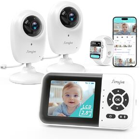 1080p Smart 2Camera Video BabyMonitor,Wifi On/Off Switch,2.8" inch Display or WiFi Remote Access,NightVision,1500ft Long Range,2-Way Talk,Sound Alert,Temperature Sensor,Lullabies Feeding Remind