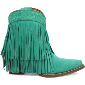 حذاء Dingo النسائي Tapadero Southwest Fringe ذو مقدمة قصيرة وكعب متوسط ​​2-3 بوصة - أخضر in Kuwait