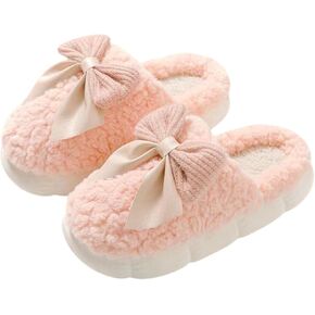 Cute Bow Slippers Slippers For Women Men Cozy House Slippers Memory Foam Slippers Plush Bedroom Indoor Outdoor Shoes