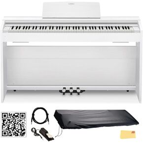 Casio Privia PX-870 Digital Piano - Walnut Bundle with Adjustable Bench, Instructional Book, Online Lessons, Austin Bazaar Instructional DVD, and Polishing Cloth