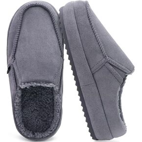 KuaiLu Womens Clog Slippers Cozy Suede Warm Plush Lined Arch Support Faux Fur House Ladies Bedroom Slippers Comfy Orthotic Memory Foam Plantar Fasciitis Home Indoor Outdoor Shoes Grey US6
