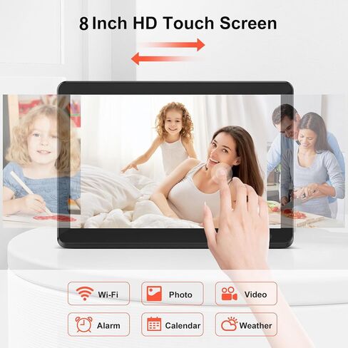 إطار صورة رقمي واي فاي 8 بوصة مع شاشة لمس IPS 1920x1080، نقل الصور لاسلكيًا عبر التطبيق والبريد الإلكتروني والتدوير التلقائي، إطار صور سهل الاستخدام مع شاشة عرض أفقية ورأسية... in Saudi Arabia