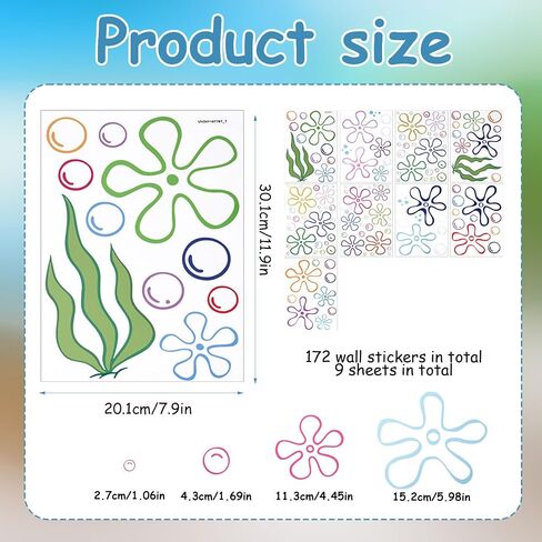167pcs Flower Bubbles Wall Decals, Jellyfish Decorations Ocean Decor Under The Sea Party Decorations Jellyfish Bubbles Wall Stickers Birthday Party Decorations for Nursery Bedroom in Saudi Arabia