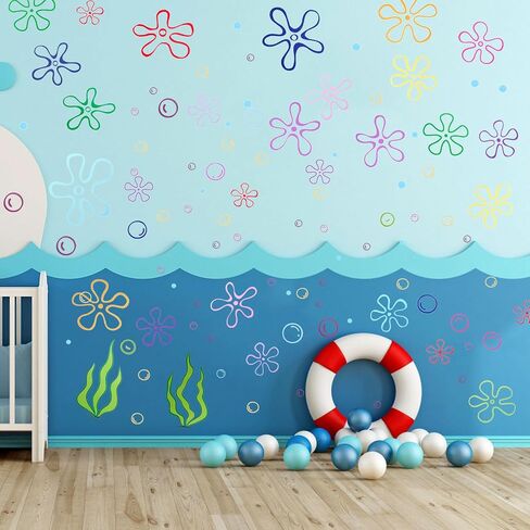 167pcs Flower Bubbles Wall Decals, Jellyfish Decorations Ocean Decor Under The Sea Party Decorations Jellyfish Bubbles Wall Stickers Birthday Party Decorations for Nursery Bedroom in Saudi Arabia