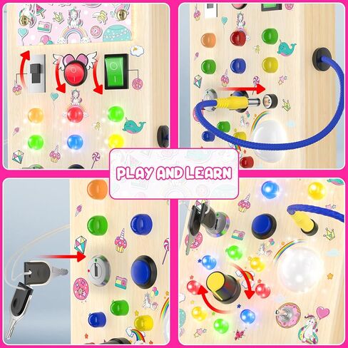 Dinosaur Montessori Toddler Busy Board, Toddler Toys with Music and LED Light Switches, Wooden Sensory Toys Light Switch Toys Travel Toys, Toys for 1 2 3 Years Old Baby and Toddler in Saudi Arabia