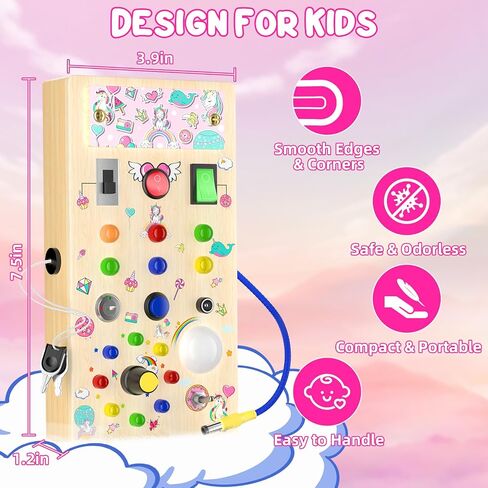 Dinosaur Montessori Toddler Busy Board, Toddler Toys with Music and LED Light Switches, Wooden Sensory Toys Light Switch Toys Travel Toys, Toys for 1 2 3 Years Old Baby and Toddler in Saudi Arabia