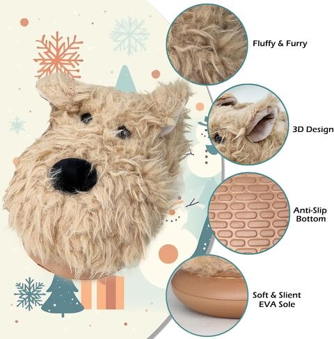 Vegove Cute Furry Highland Terrier Dog Slippers for Women, Cozy Fluffy Indoor House Shoes, Winter Warm Plush Novelty Animal Slippers in Kuwait