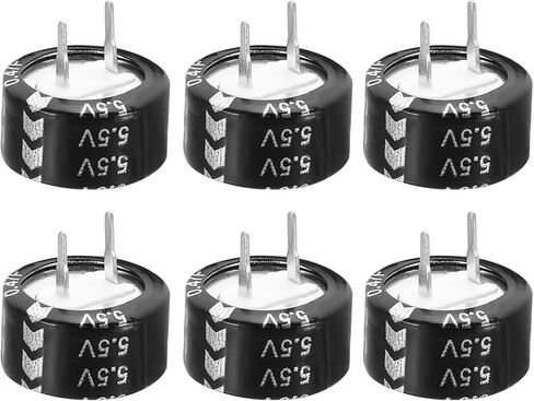 PATIKIL 2 Pcs 5.5V Super Capacitors, 0.47F C-Shaped Button Capacitor High Energy Low Resistance High Consistency for AC Motor Power Display Screen, Black in Saudi Arabia