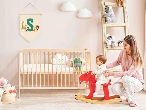 Personalised Woodland Animal Flag Decor Gifts for Baby Boy Girl Newborn Kids-Jungle Safari Pennant Banner Wall Sign Gifts for Nursery Baby Room Bedroom Playroom Front Door-Monogrammed Initial Letter G in Kuwait