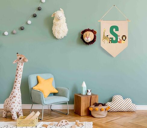 Personalised Woodland Animal Flag Decor Gifts for Baby Boy Girl Newborn Kids-Jungle Safari Pennant Banner Wall Sign Gifts for Nursery Baby Room Bedroom Playroom Front Door-Monogrammed Initial Letter G in Kuwait