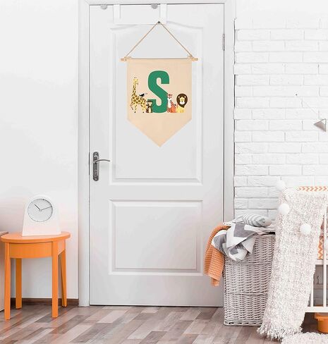 Personalised Woodland Animal Flag Decor Gifts for Baby Boy Girl Newborn Kids-Jungle Safari Pennant Banner Wall Sign Gifts for Nursery Baby Room Bedroom Playroom Front Door-Monogrammed Initial Letter G in Kuwait