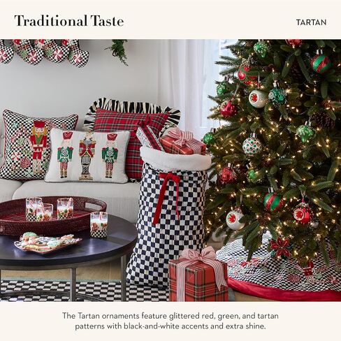 زينة كرات زجاجية من الترتان من ماكينزي تشايلدز، مجموعة زينة شجرة عيد الميلاد، مجموعة مكونة من 6 قطع in Kuwait