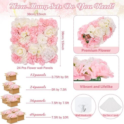 Rose Flower Wall Backdrop Panel - Rose Artificial Flower Wall Backdrops Floral Baby Shower Wedding Background DIYers Event Centerpieces in Saudi Arabia