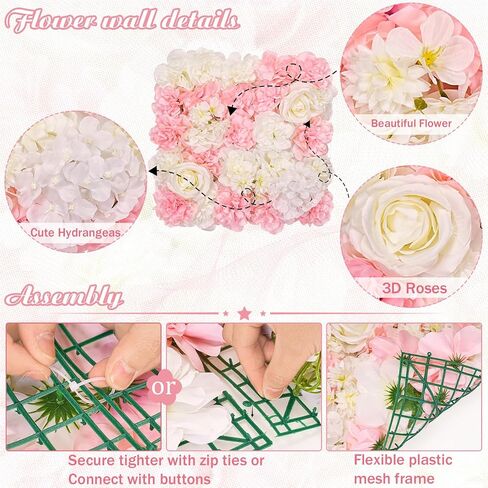 Rose Flower Wall Backdrop Panel - Rose Artificial Flower Wall Backdrops Floral Baby Shower Wedding Background DIYers Event Centerpieces in Saudi Arabia