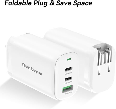شاحن USB C بقدرة 65 وات، 3 منافذ GaN سريع وقابل للطي يناسب أجهزة MacBook Pro/Air وiPad Pro وGalaxy S24/S23 وDell XPS وiPhone 16 15 14 13/ Pro Pixel 8 مع قابس تبديل في الاتحاد الأوروبي والمملكة المتحدة والولايات المتحدة in Saudi Arabia