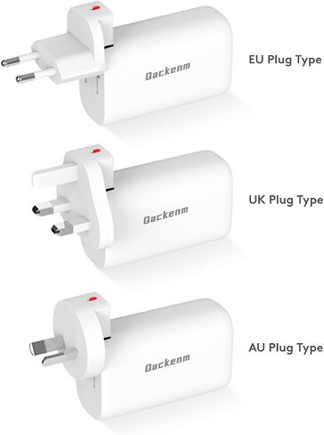 شاحن USB C بقدرة 65 وات، 3 منافذ GaN سريع وقابل للطي يناسب أجهزة MacBook Pro/Air وiPad Pro وGalaxy S24/S23 وDell XPS وiPhone 16 15 14 13/ Pro Pixel 8 مع قابس تبديل في الاتحاد الأوروبي والمملكة المتحدة والولايات المتحدة in Saudi Arabia