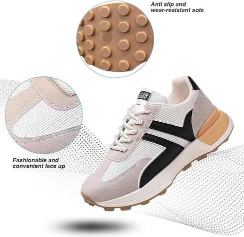 Padgene Sneakers for Women Casual Walking Shoes Comfortable Tennis Lace Up Non-Slip Running Shoes Womens Fashion Sneakers in Saudi Arabia