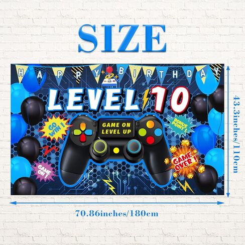 Vlipoeasn 10th Birthday Decorations for Boys 10th Video Game Birthday Decorations 10 Birthday Video Game Backdrop 10 Birthday Backdrop for Boys in Saudi Arabia
