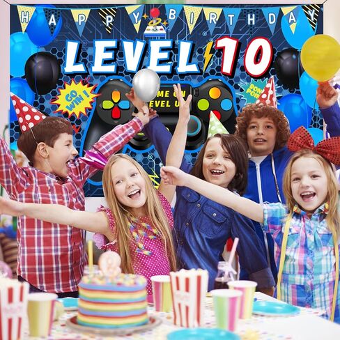 Vlipoeasn 10th Birthday Decorations for Boys 10th Video Game Birthday Decorations 10 Birthday Video Game Backdrop 10 Birthday Backdrop for Boys in Saudi Arabia
