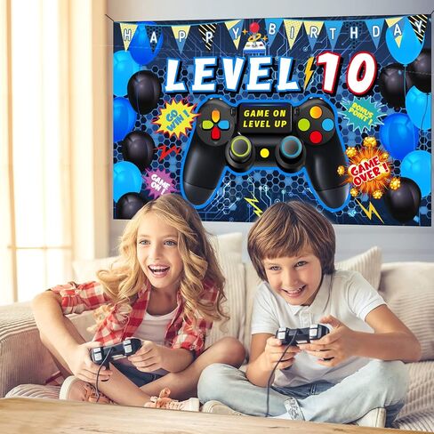 Vlipoeasn 10th Birthday Decorations for Boys 10th Video Game Birthday Decorations 10 Birthday Video Game Backdrop 10 Birthday Backdrop for Boys in Saudi Arabia
