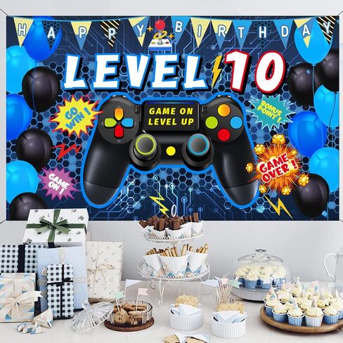 Vlipoeasn 10th Birthday Decorations for Boys 10th Video Game Birthday Decorations 10 Birthday Video Game Backdrop 10 Birthday Backdrop for Boys in Saudi Arabia
